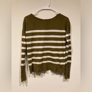 LOFT Olive Green Striped Sweater